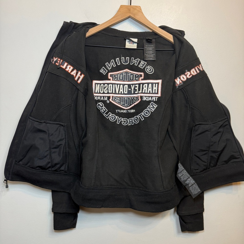 Harley Davidson Women's Black Softshell Hooded Jacket Embroidered Logo Medium - Picture 6 of 10